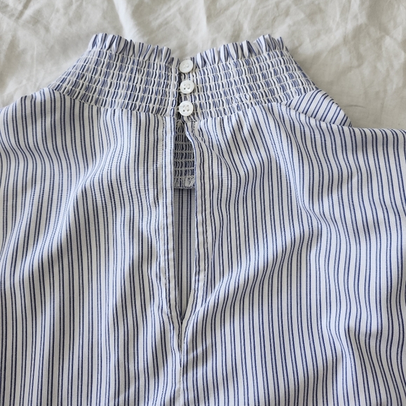 English Factory Bell Sleeves Blue White Stripe Pull-Over Top, Size S - Picture 6 of 12
